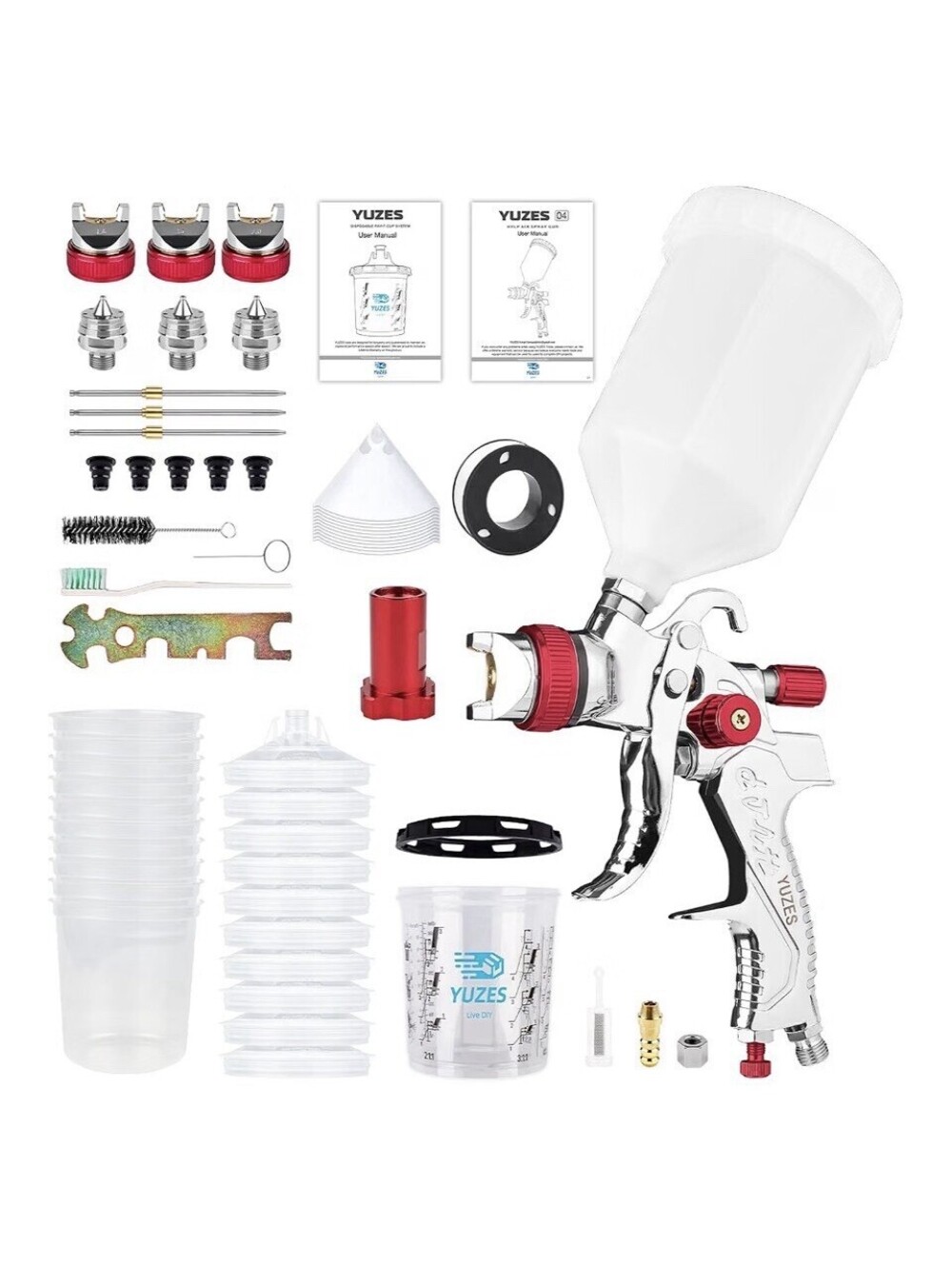 YUZES HVLP Spray Gun Kit, 1.4/1.7/2.0mm Nozzles, Automotive Paint Gun